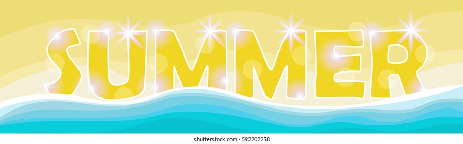 Summer Beach Vacation Set Sand Tropical Holiday Banner Flat Vector Illustration