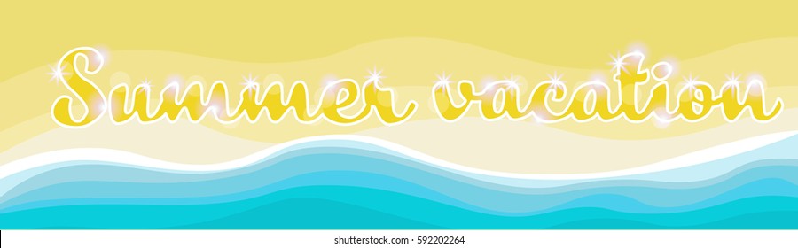 Summer Beach Vacation Set Sand Tropical Holiday Banner Flat Vector Illustration