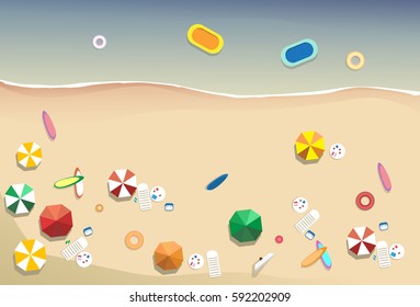 Summer Beach Vacation Set Sand Tropical Holiday Banner Flat Vector Illustration