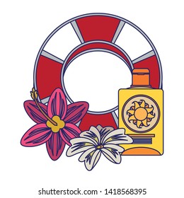 summer beach and vacation with sunscreen icon cartoons vector illustration graphic design