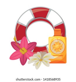 summer beach and vacation with sunscreen icon cartoons vector illustration graphic design