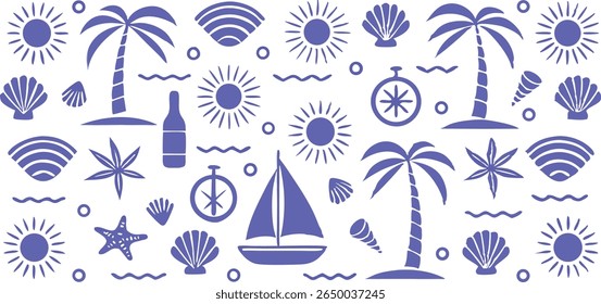 Summer beach vacation themed seamless pattern