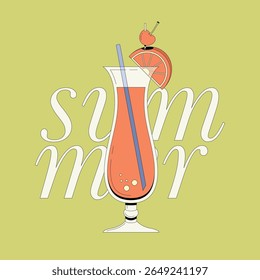 Conjunto de Vector de vacaciones de playa de verano - estilo pastel retro