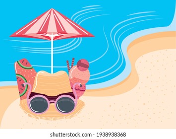 summer beach vacations sunglasses umbrella