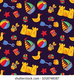 Summer beach vacations sweeming colorful seamless vector pattern