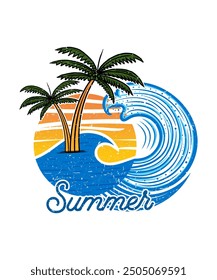 summer beach vector art adventure t shirt design