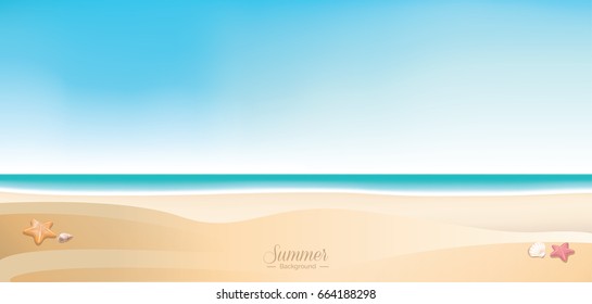 Summer beach vector background - horizontal web banner