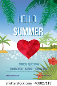 Summer beach vector background. Love Summer Beach Party Flyer. Vector background. With Typography