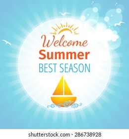 Summer beach vector background. Objects are organized on separate layers.