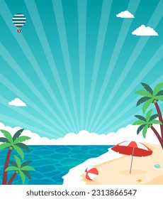 Summer beach vector banner illustration