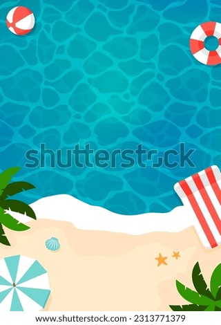 Summer beach vector  banner illustration (overlooking view ) 