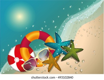 Summer beach vector concept,background, illustration 