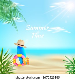 Summer Beach Vector Design. Summer Background Vector Illustration For Beach Holidays