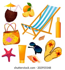 Summer beach vector design elements set.