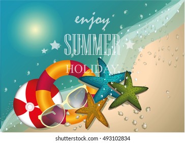 summer beach vector design,sign, background, illustration 