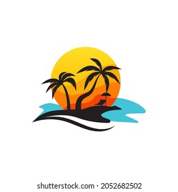 Summer beach Vector icon design illustration Template