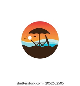 Plantilla de diseño de iconos del vector de playa de verano