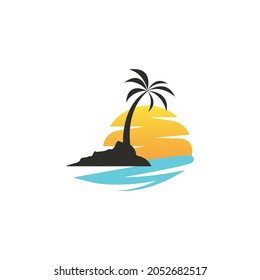 Plantilla de diseño de iconos del vector de playa de verano