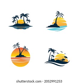 Plantilla de diseño de iconos del vector de playa de verano