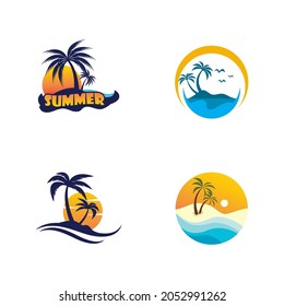 Summer beach Vector icon design illustration Template