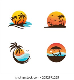 Summer beach Vector icon design illustration Template