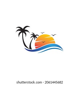 Summer beach Vector icon design illustration Template