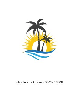 Summer beach Vector icon design illustration Template