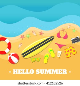 Summer beach vector illustration, beach design element