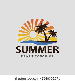 Sommerstrand, Vektorgrafik, Logo, Designsymbol-Vorlage