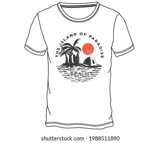 Verano de la playa Vector Ilustración y diseño gráfico de tablas de surf.	
Paradise vibes ilustración artística 