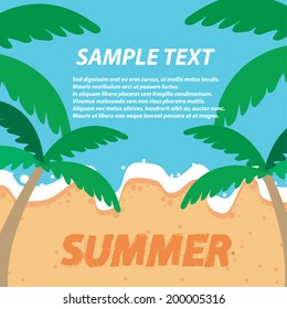 Summer Beach Vector with Palm Trees Illustration