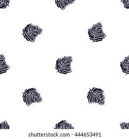 Summer beach vector seamless pattern with black palm branch. Sunny bright ocean beach elements for vacation in american style. Hand draw vector illustration.