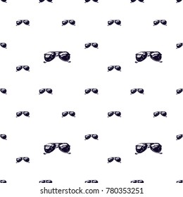 Summer beach vector seamless pattern with black sunglasses. Bright endless background with summertime holidays symbols. Hand draw illustration.