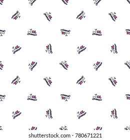 Summer beach vector seamless pattern with I love summer lettering. Bright endless background with summertime holidays symbols. Hand draw illustration.