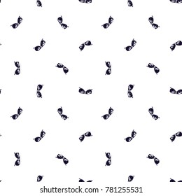 Summer beach vector seamless pattern with black sunglasses. Bright endless background with summertime holidays symbols. Hand draw illustration.