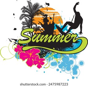Verano Vectores de playa Ilustraciones de diseño