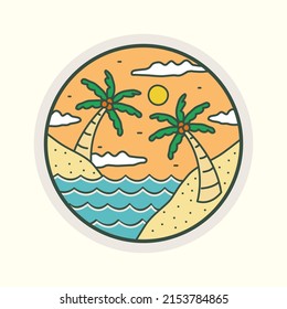 Summer beach vibes and coconut tree. Design for t-shirt, badge, sticker, etc