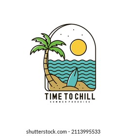 Summer Beach Vibes Time to Chill illustration Logo Design