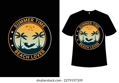 Summer Beach, Summer vibes, Summer time T-shirt Design.