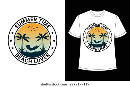 Summer Beach, Summer vibes, Summer time T-shirt Design.