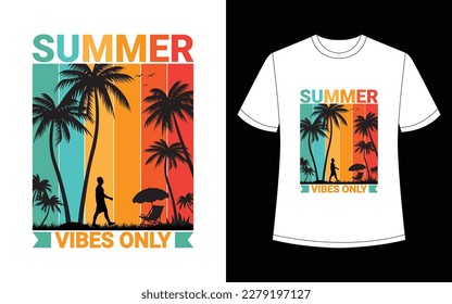 Summer Beach, Summer vibes, Summer time T-shirt Design.
