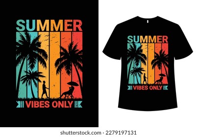 Summer Beach, Summer vibes, Summer time T-shirt Design.