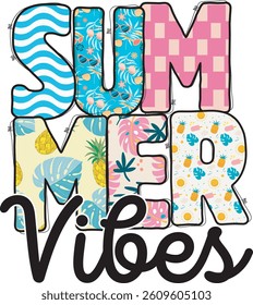Summer Beach Vibes Trendy Summer Pattern T shirt Design
