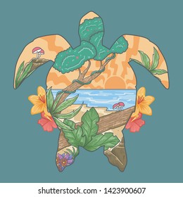 summer beach view illustration vector