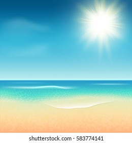 Summer beach view. Vector illustration.