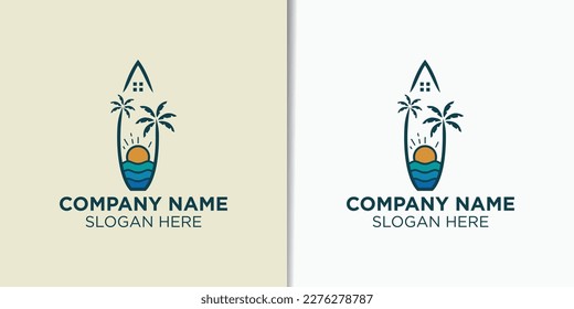 summer and beach vintage logo design vector, holidays logo design template