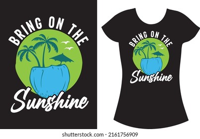 Summer beach vintage typography t shirt design. Sunshine t-shirt gift for women. Funny t shirt design idea.
