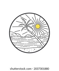 Summer beach virgin national park in mono line art, patch badge design, emblem design, T-Shirt Design