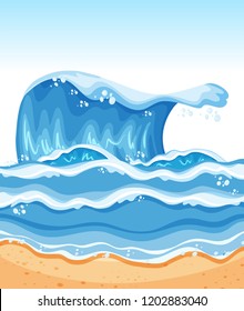 Summer beach wave background illustration