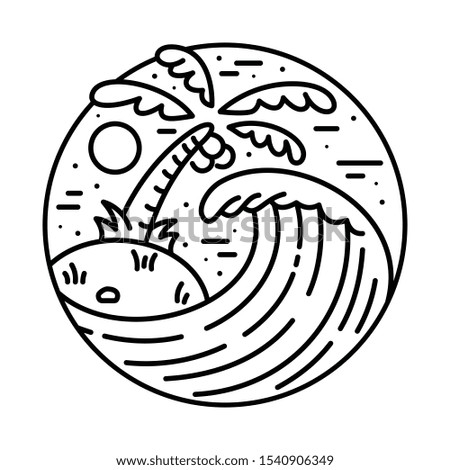 Summer Beach Wave Line Graphic Illustration Vector Art T-shirt Design